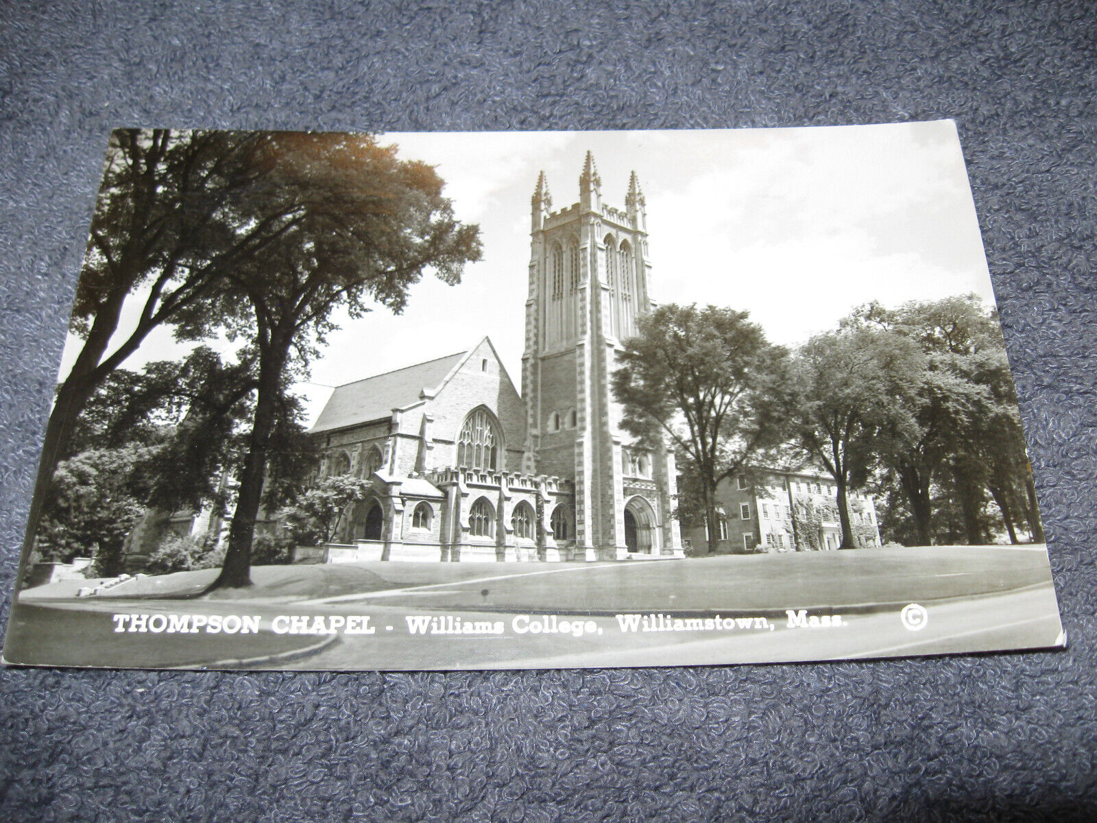 THOMPSON CHAPEL WILLIAMS COLLEGE WILLIAMSTOWN REAL PHOTO POST CARD POSTED 1949