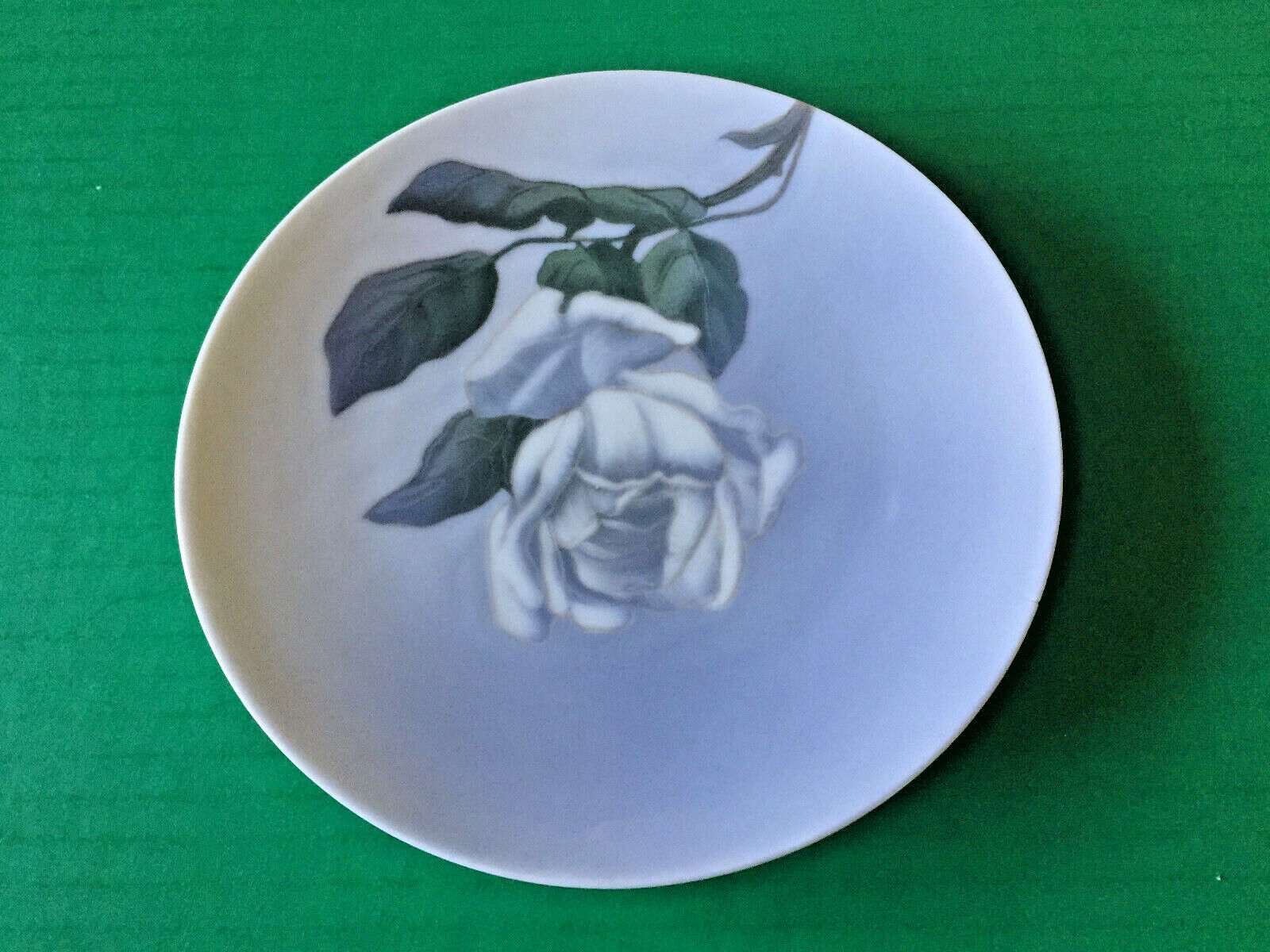RARE Royal Copenhagen Danish Porcelain White Rose Wall Plate PRE1935 BACK STAMP 