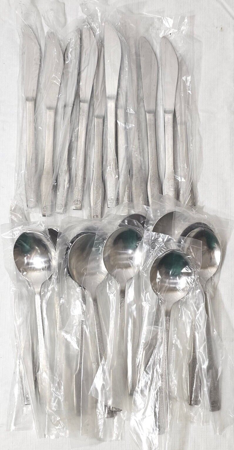 Lot of Vintage Eastern Airlines Cutlery 12 Spoons 12 Knives Silverware Utensils