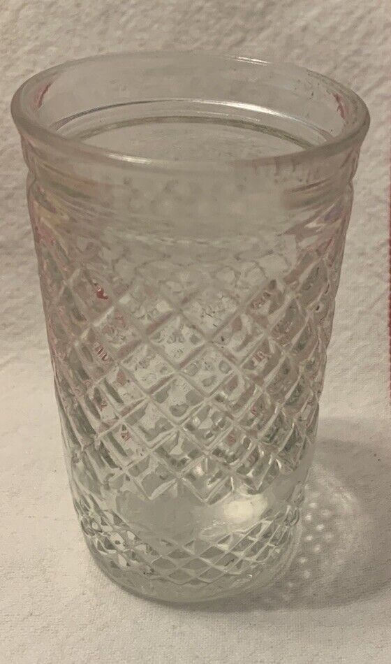 Vintage 4 oz Anchor Hocking Diamond Quilted Pattern Jelly Jar Juice Glass