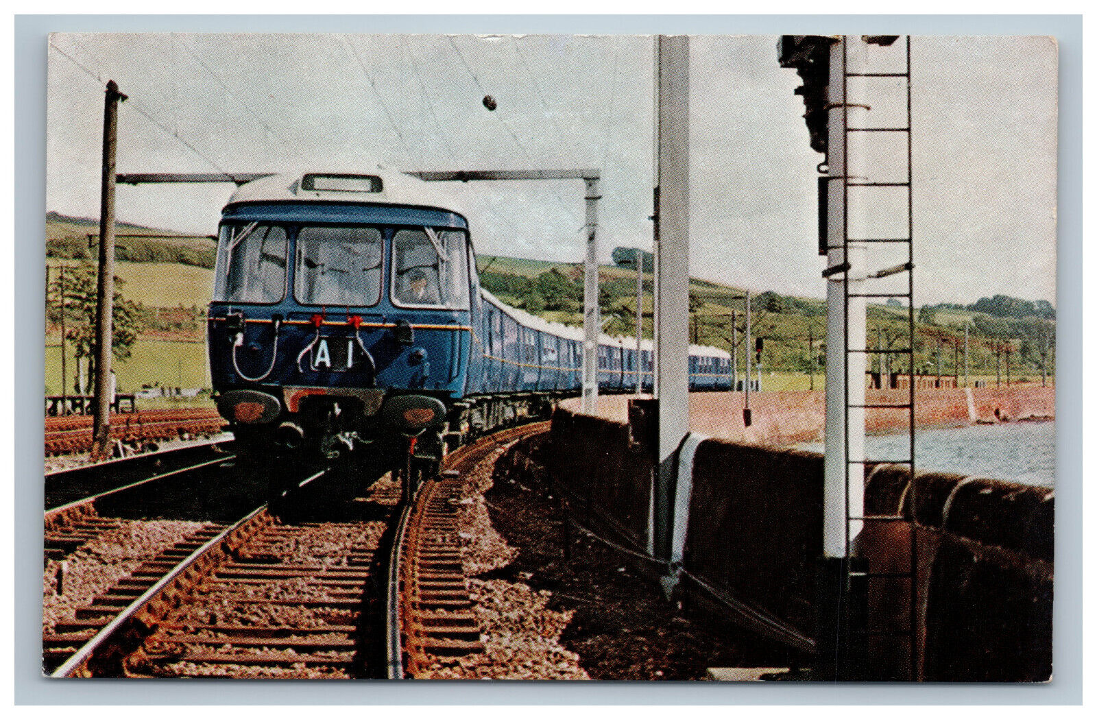 Glasgow Scotland Electric Blue Train Postcard Approaching Craigendoran Chrome