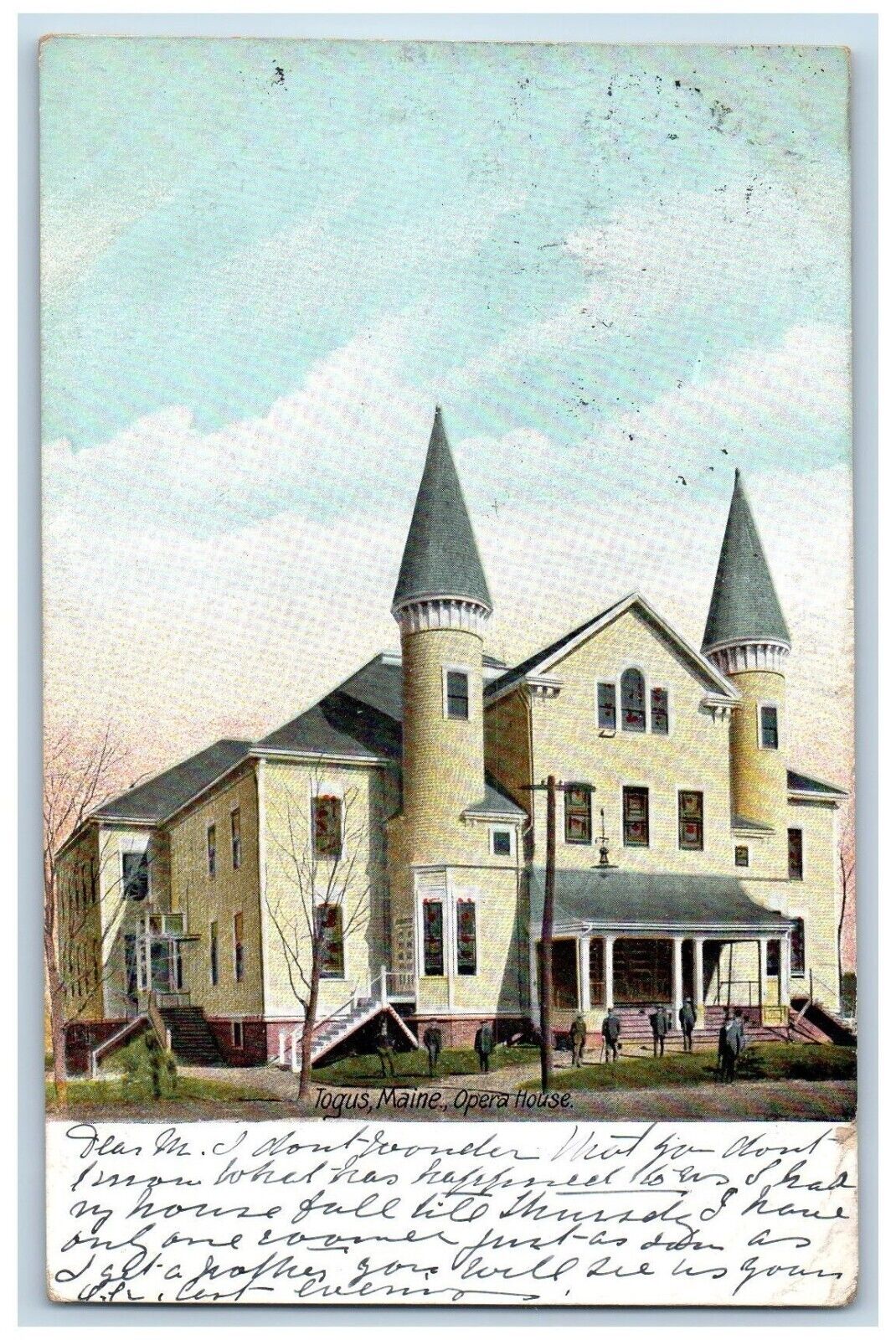 Togus Waterville Maine ME Postcard Opera House Building c1905 Posted Antique