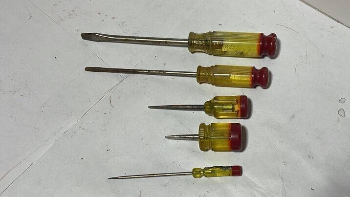 Vintage USA Screwdriver Lot of (5) SEARS Amber/Red