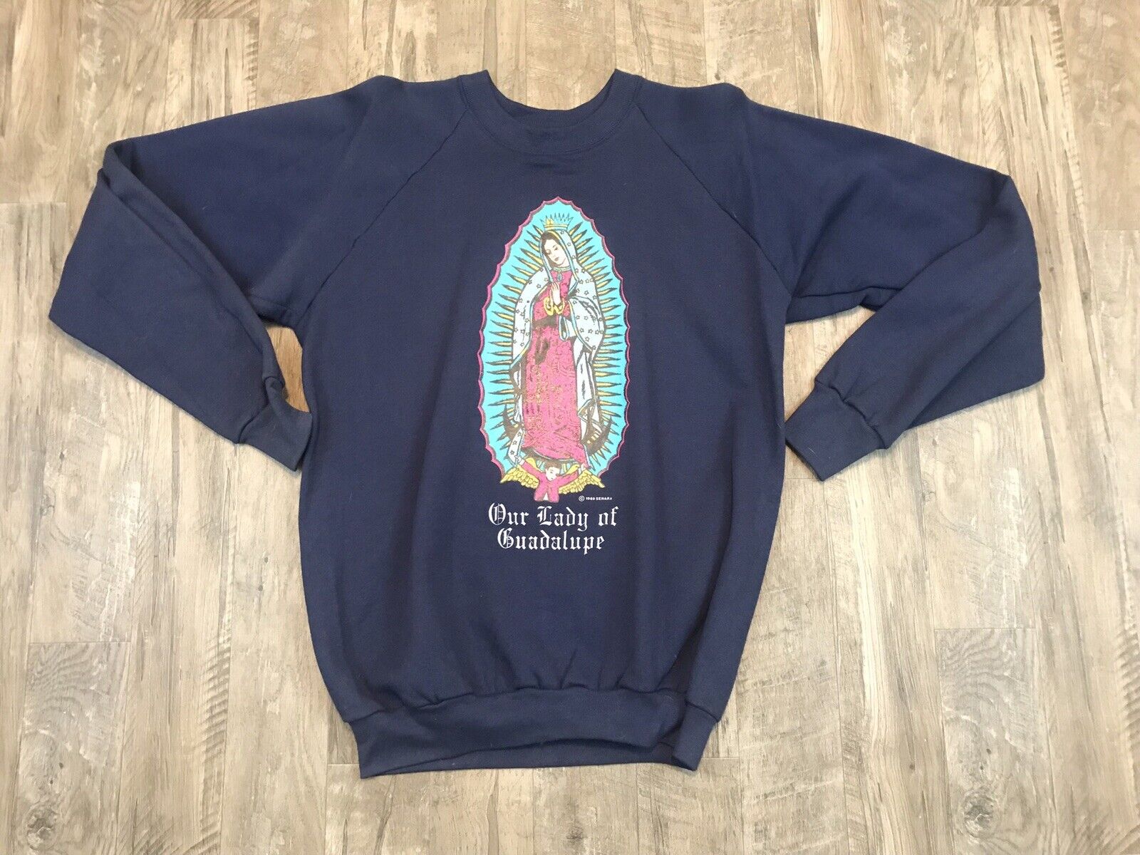 Vintage 1989 Our lady of quadalupe sweatshirt XL Rare Blue Vintage Sweatshirt