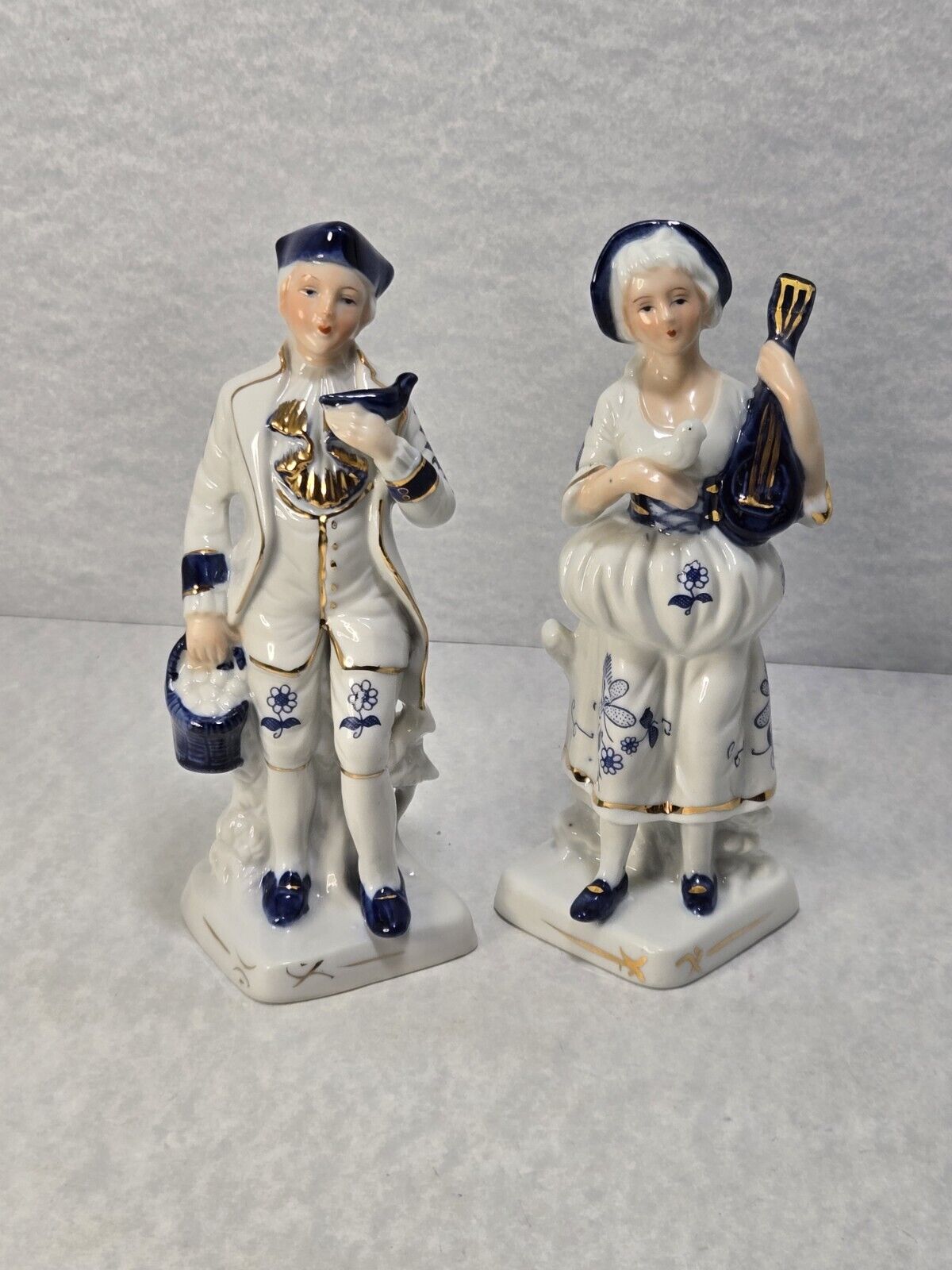 Vintage Victorian Couple Porcelain Figurines W/ More Recent Capodimonte Mark 