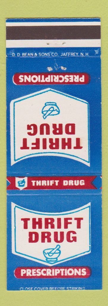 Matchbook Cover - Thrift Drug Store DD Bean