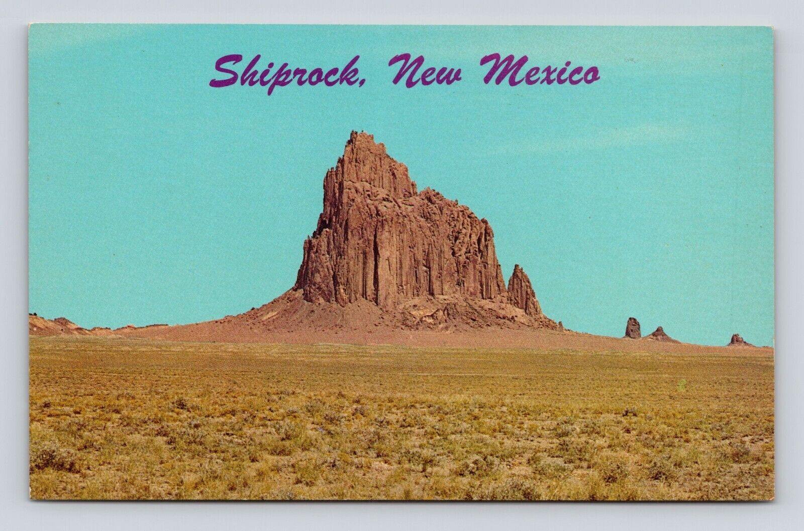 Postcard New Mexico Shiprock Giant Schooner 1400\' Tall Rock Outcropping Ship
