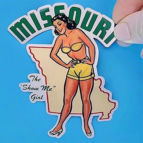 MISSOURI Pinup Vintage Style Travel Decal, Vinyl Sticker, Luggage Label