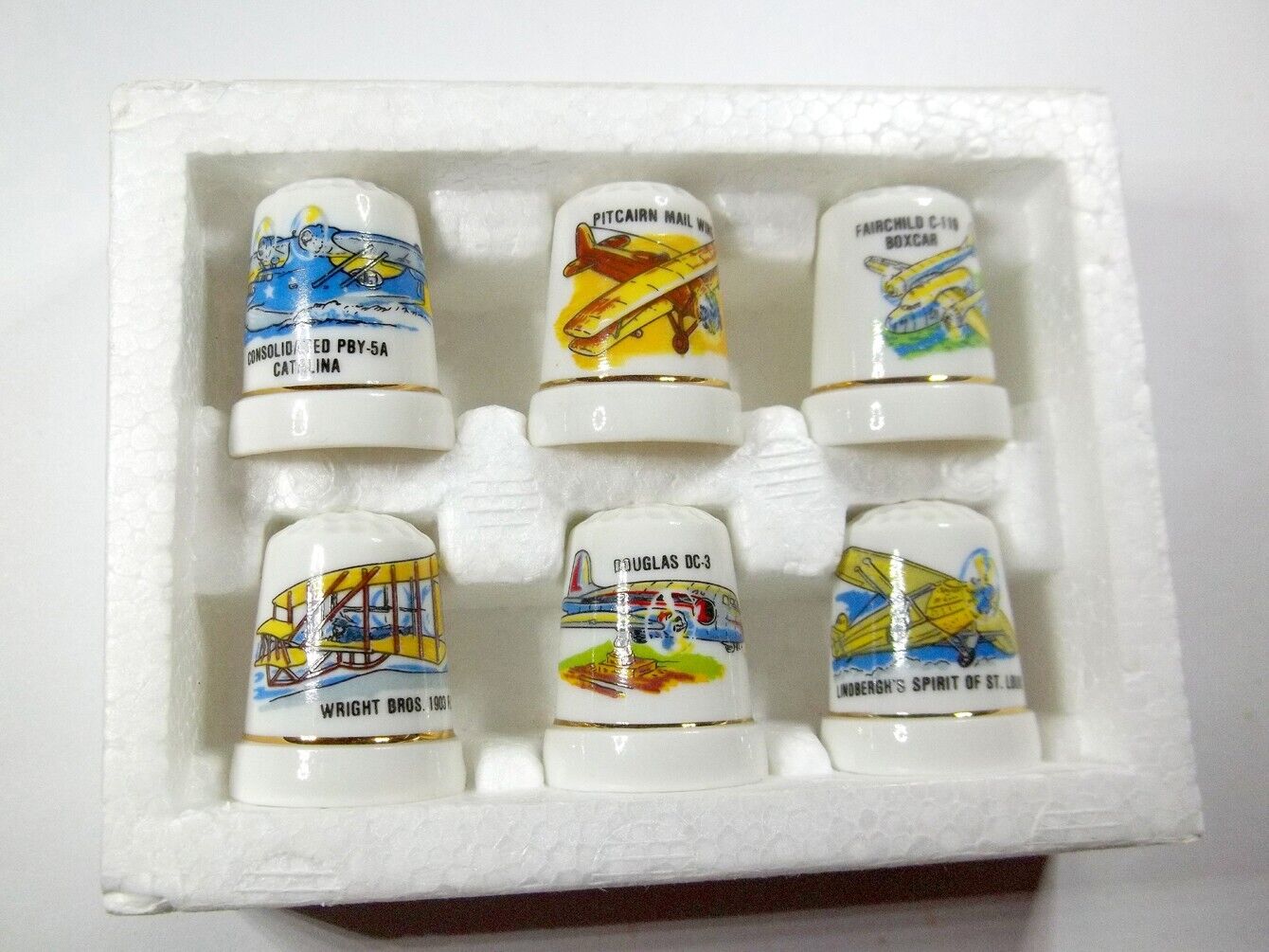 Vintage thimbles Airplanes set of 6