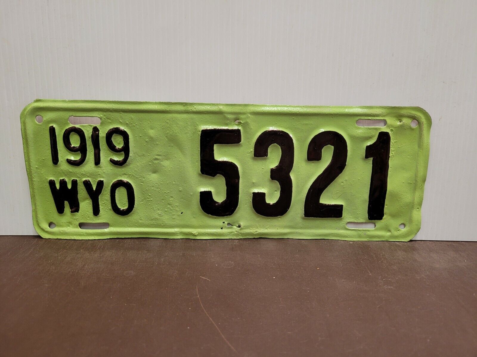 1919 Wyoming REPAINT License Plate Tag 