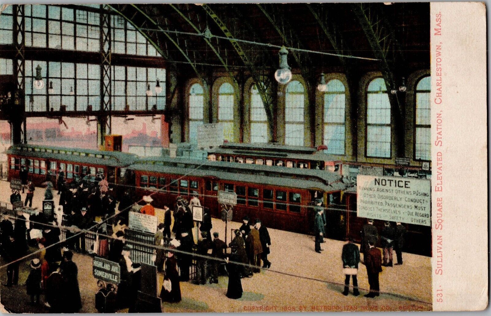 c 1905 Charlestown, Massachusetts Sullivan Square Elevated Station Postcard
