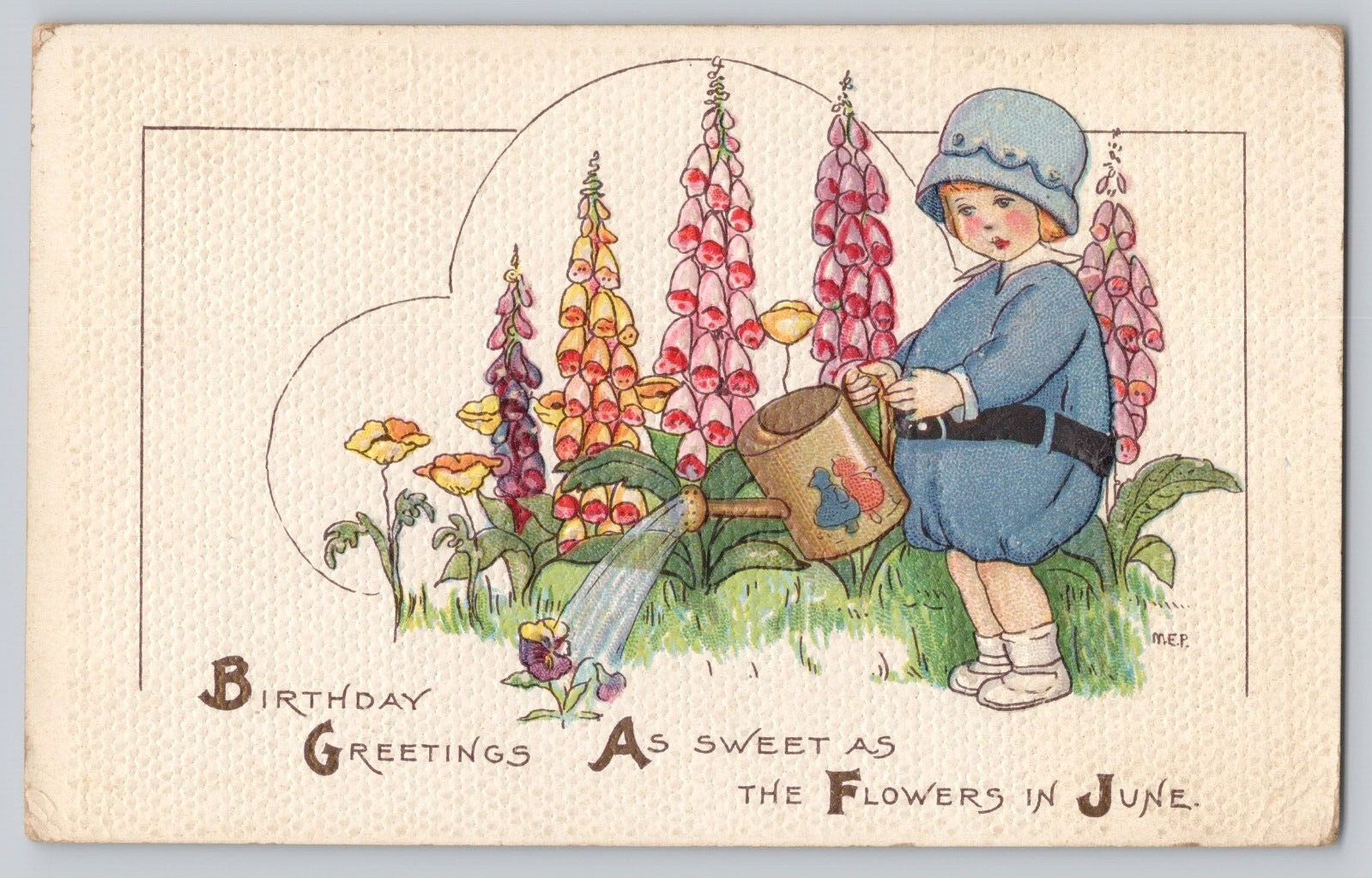 Postcard Happy Birthday Greetings Embossed c 1919