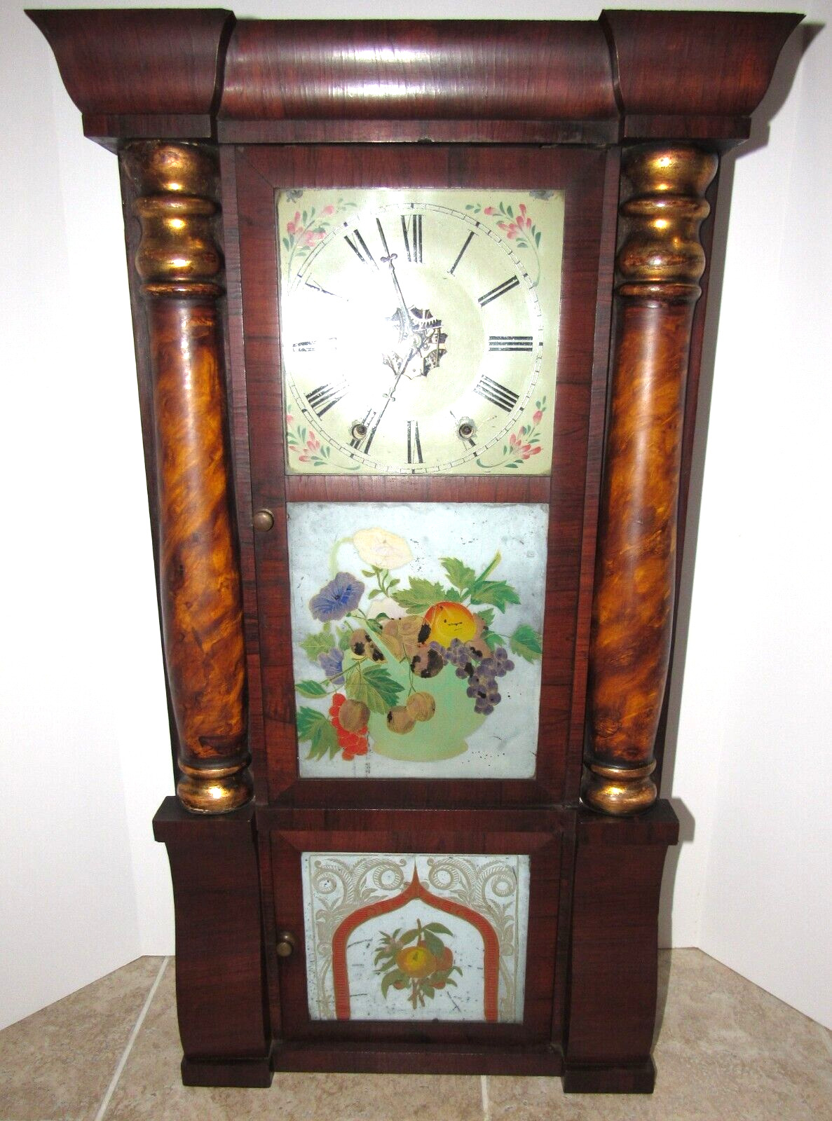 Antique Jerome & Co Triple Decker Weights Driven Clock 8-Day, Time/Strike