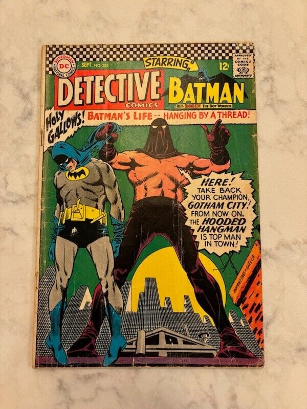Vintage Batman Detective Comic No.355  Hooded Hangman Robin Appear Sept 1966