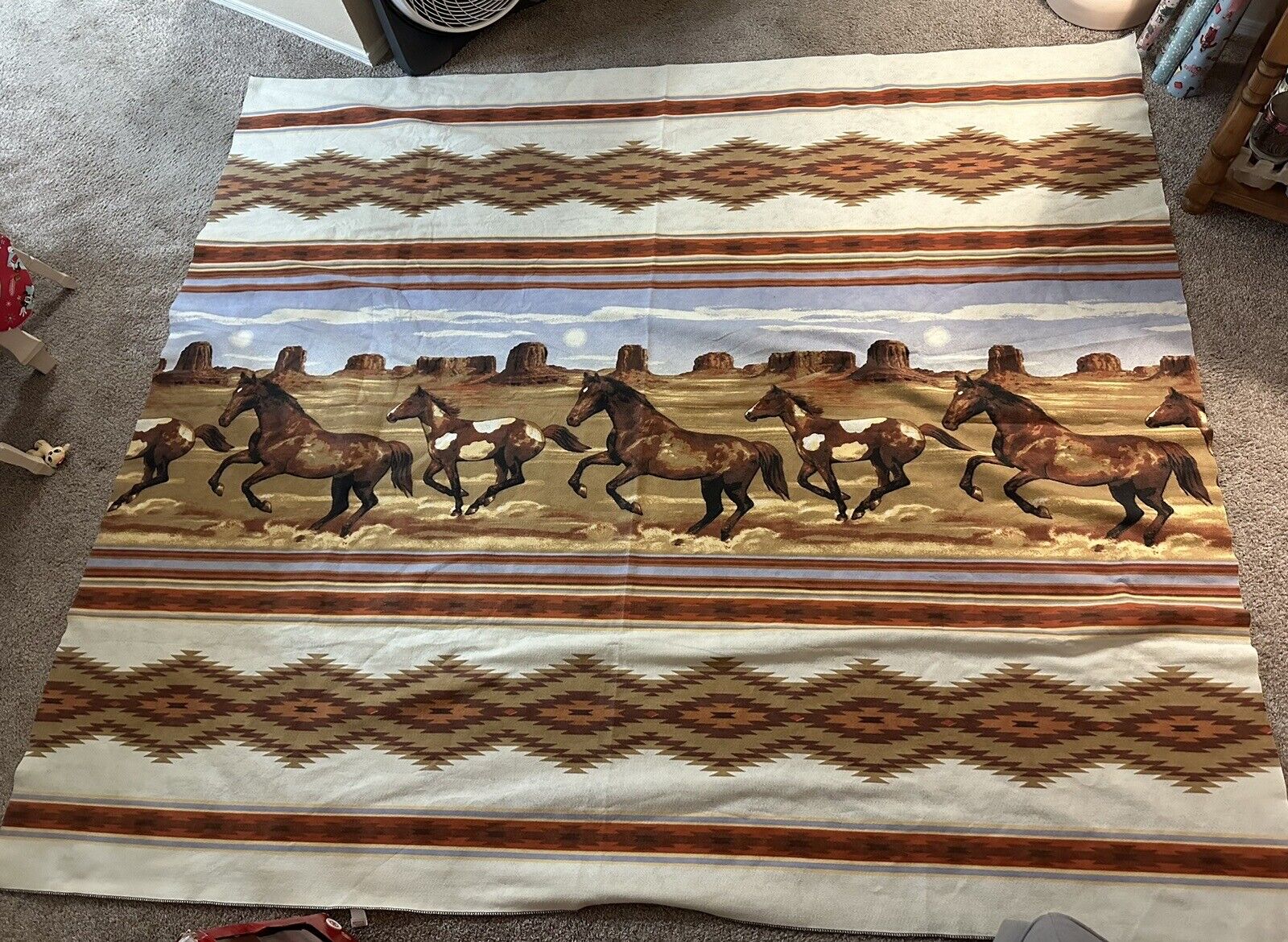 Vintage Horse Southwestern Desert Blanket Tapestry USA Western 103x88
