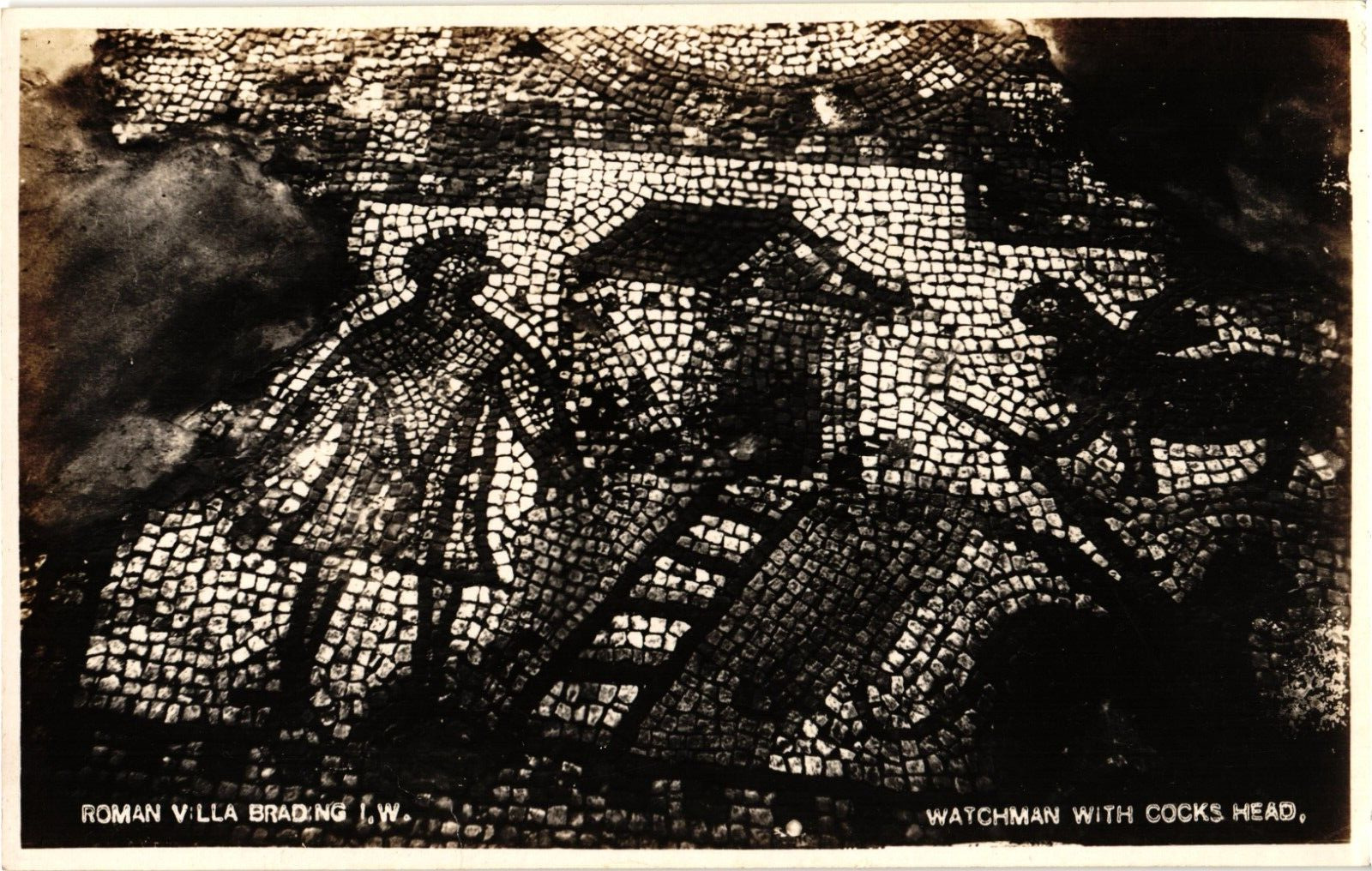 Watchman with Cock\'s Head Roman Villa Brading IW RPPC Real Photo Postcard 1910s