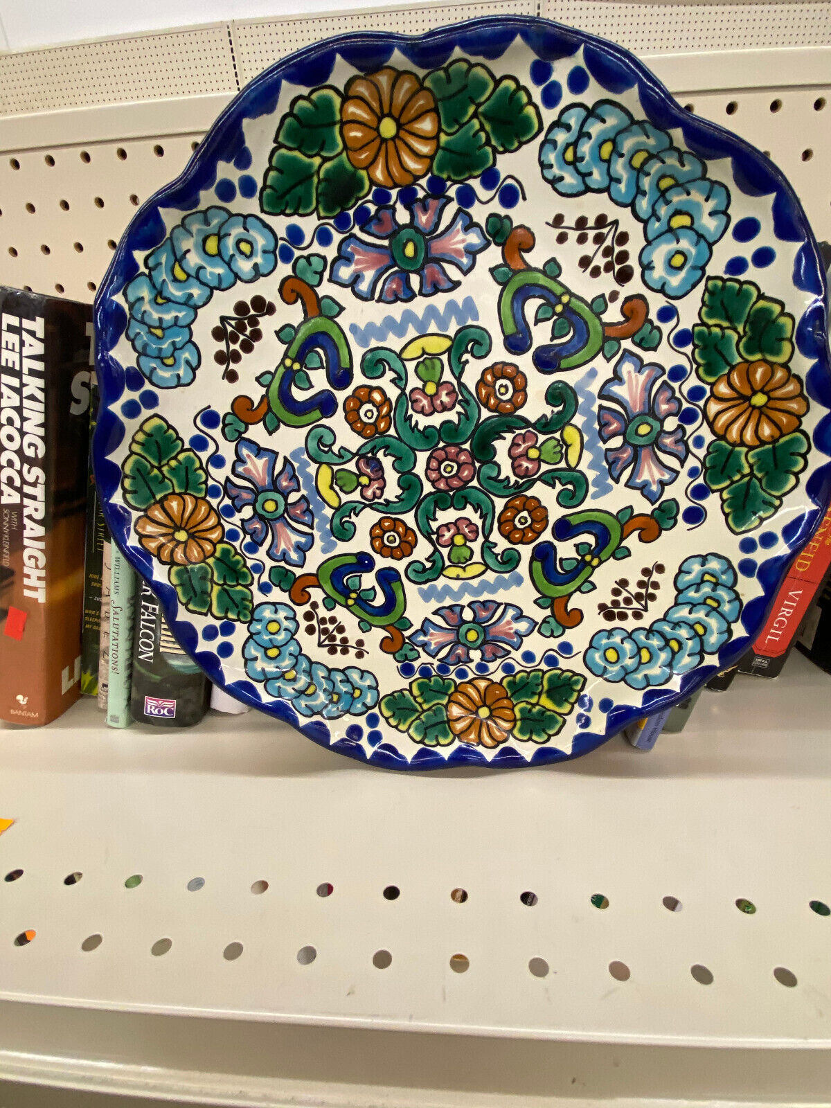 Mexican Talavera Pottery Deep Ruffled Dinner Plate Platter Puebla 11 3/4”