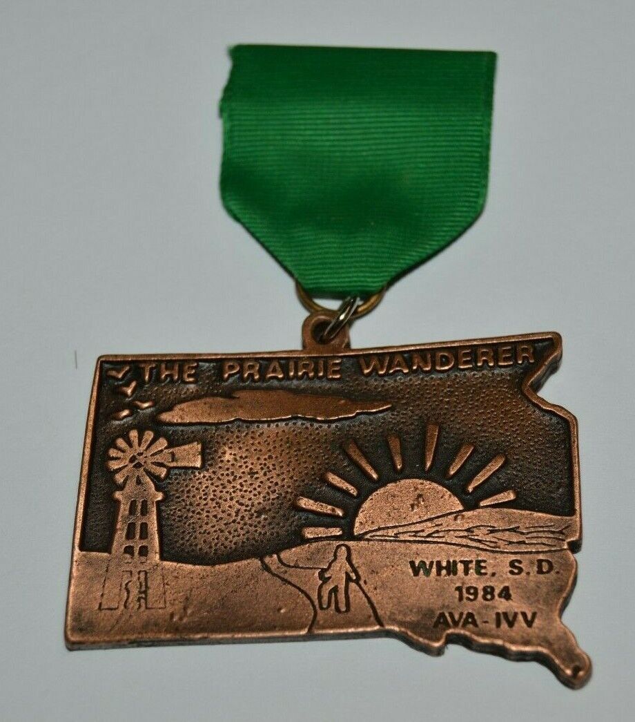 Nice Vintage The Prairie Wanderer White SD 1984 AVA IVV  Walking Medal Pin Rare