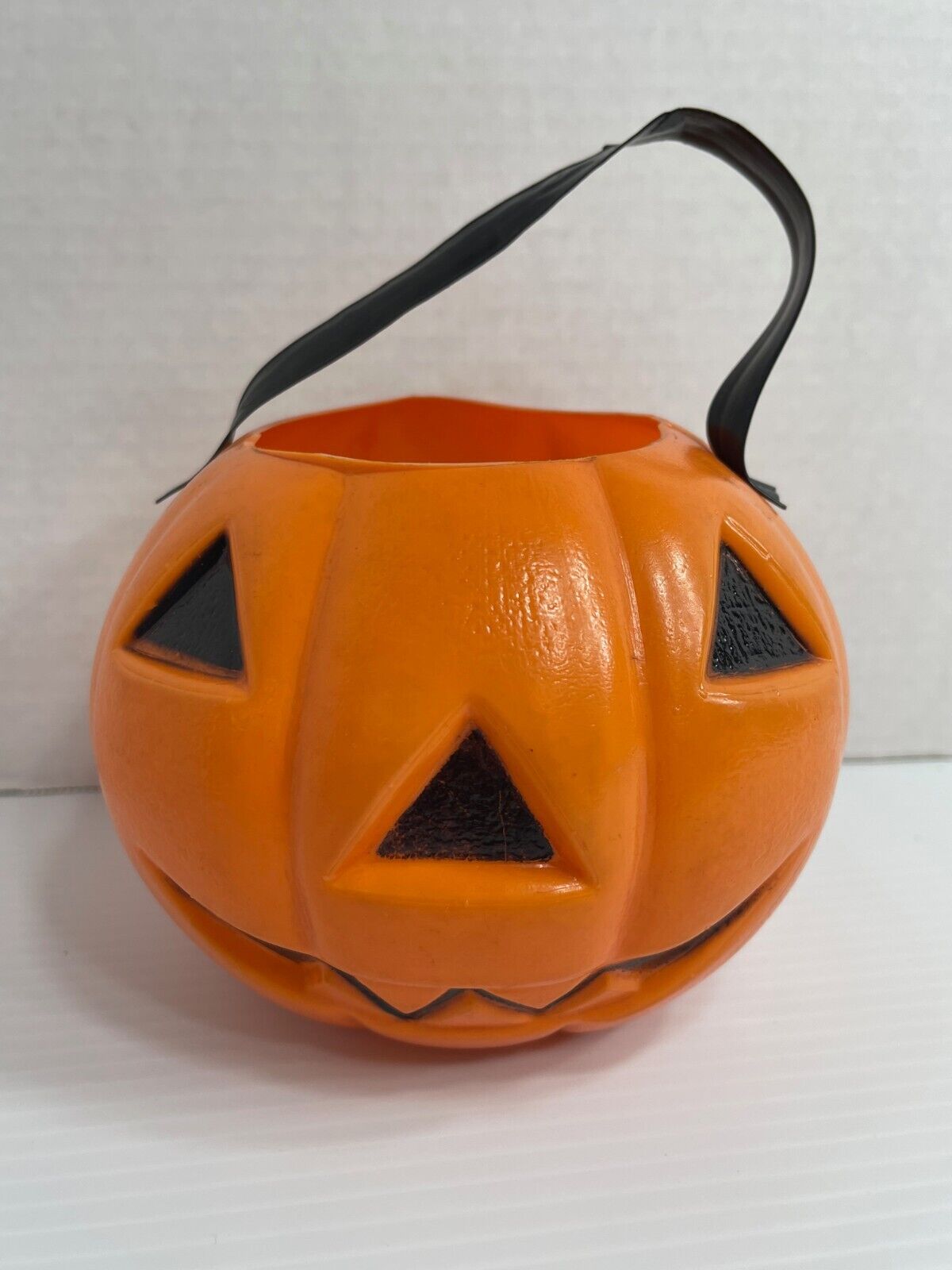 Vintage - Small Jack O Lantern Pumpkin Candy  / Trick or Treat Pail With Handel