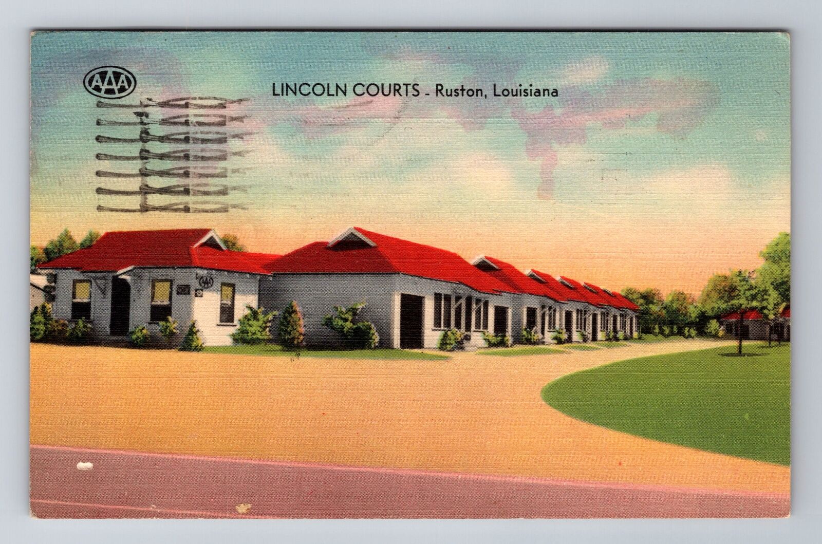 Ruston LA-Louisiana, Lincoln Courts, Advertisement, Vintage c1943 Postcard