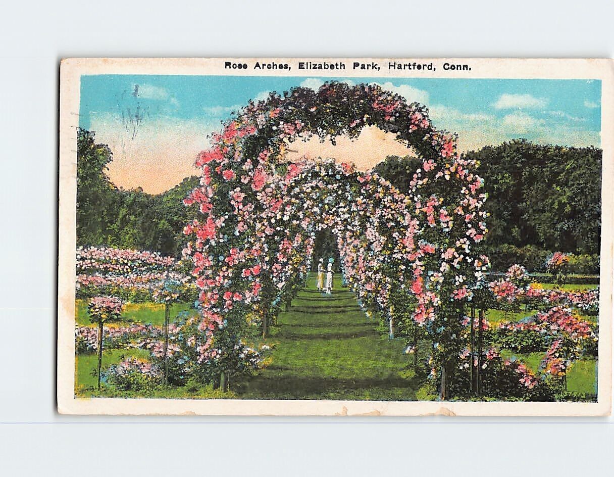 Postcard Rose Arches Elizabeth Park Hartford Connecticut USA