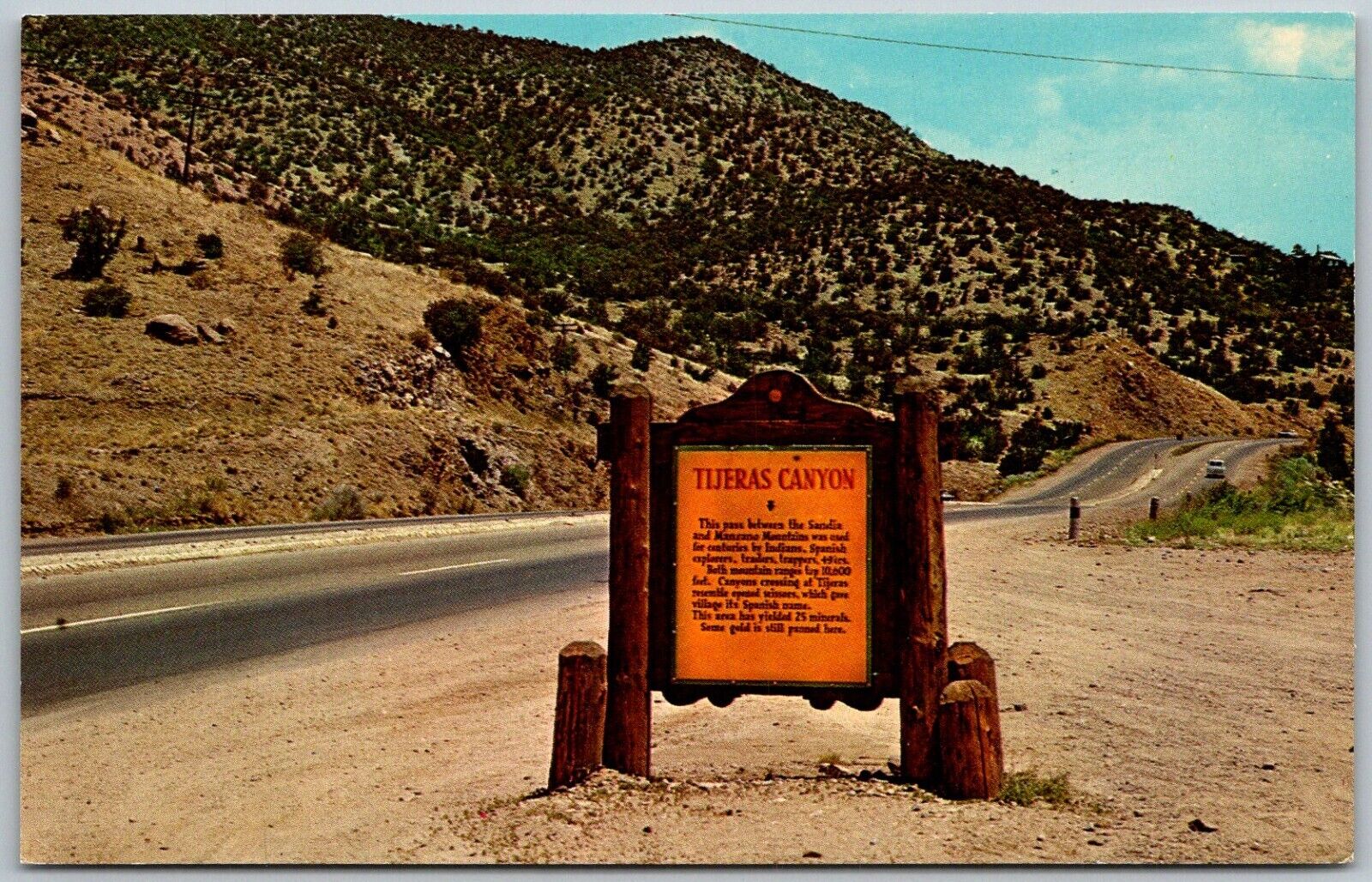 Albuquerque New Mexico 1960s Postcard Historic Marker In Tijeras Canyon