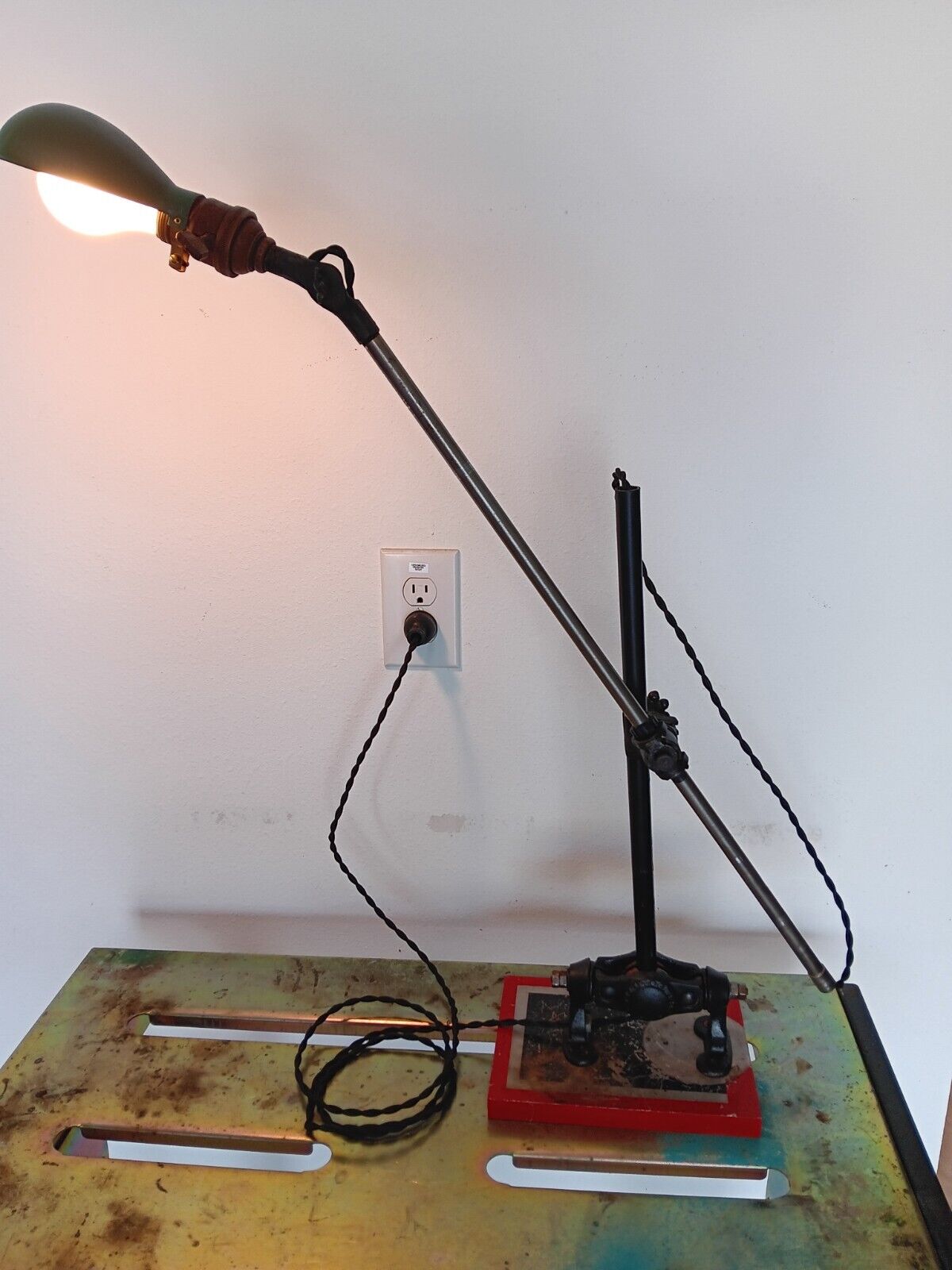 Vintage O.C. White Industrial Arm Articulating Light with \