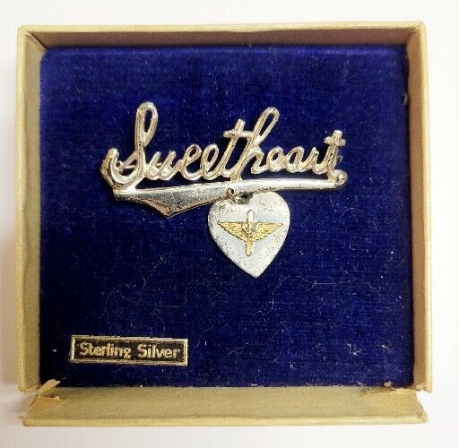 Vintage WW2 Sterling Silver U.S. Military Sweetheart Pendant / Brooch 