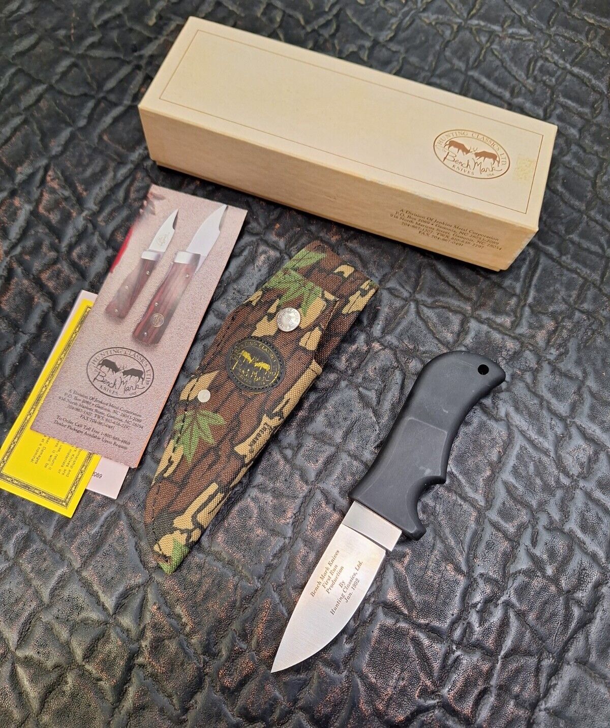 Vintage Benchmark Knives 1992 First Prod HUNTER TREEBARK SHEATH NOS 3 3/4\