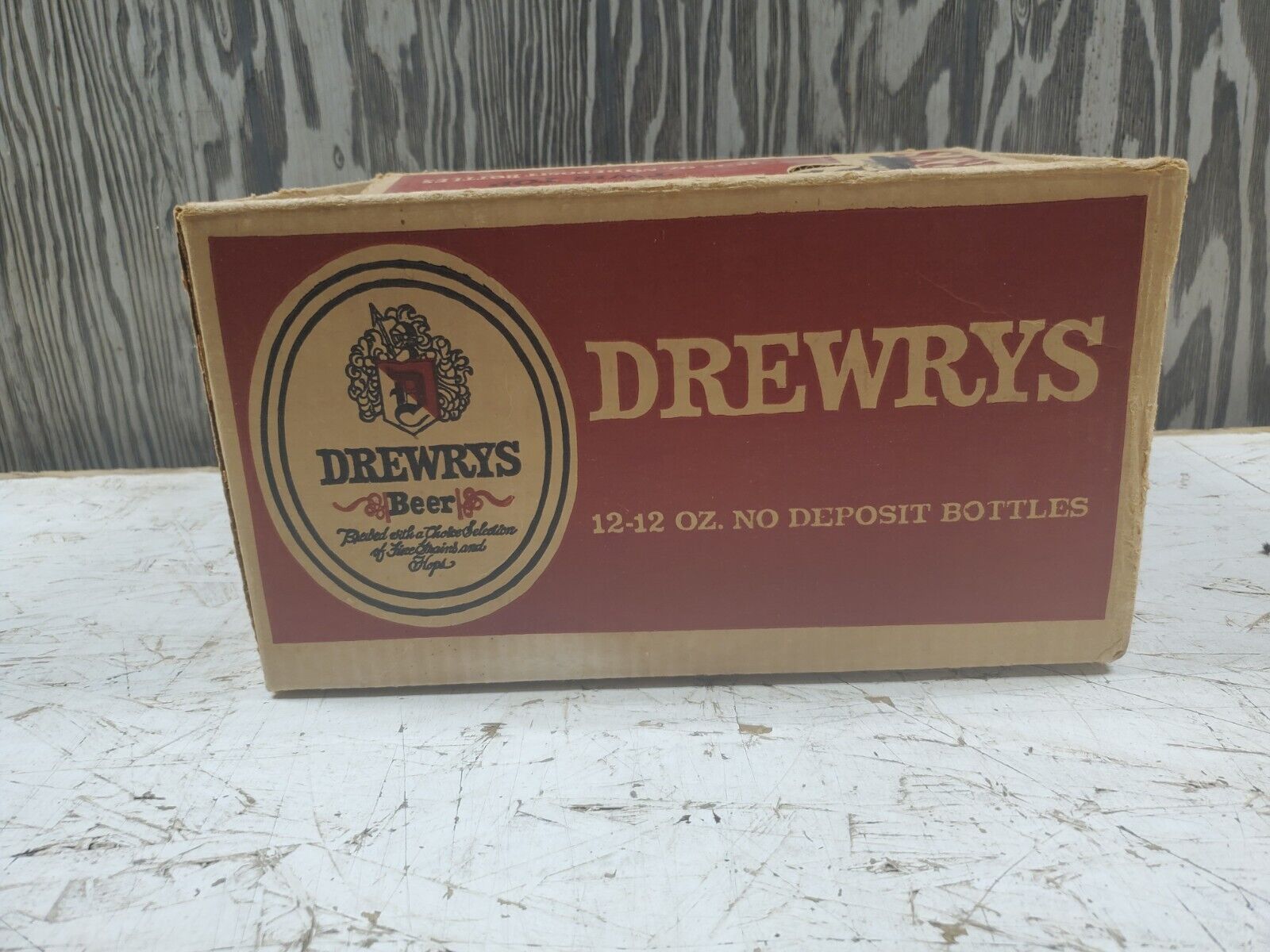 VNT 1967 Drewrys Beer Box 12 12oz Twist Top Cans Empty Cardboard 11.5x8.5x6.5