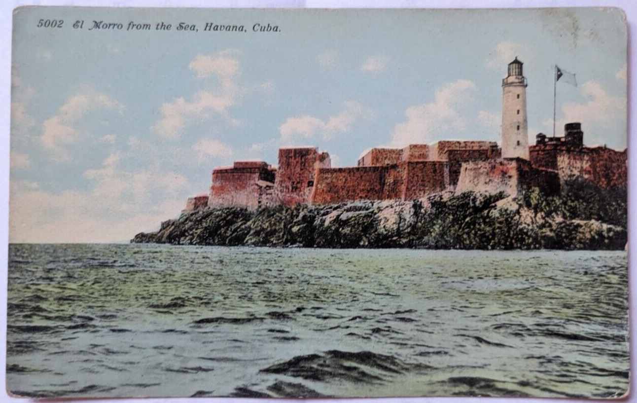 Havana, Cuba Vintage Postcard c1910s El Morro From The Sea Harris Bros Co