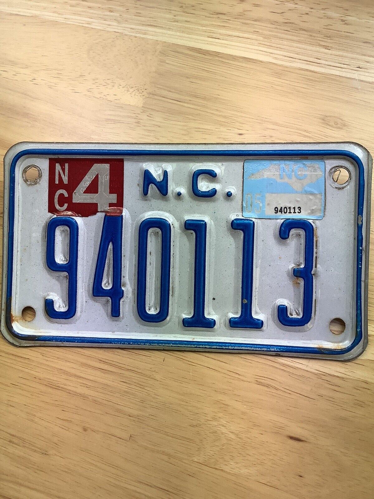 North Carolina NC Motorcycle License Plate Tag 2005 #940113 Transportation DMV