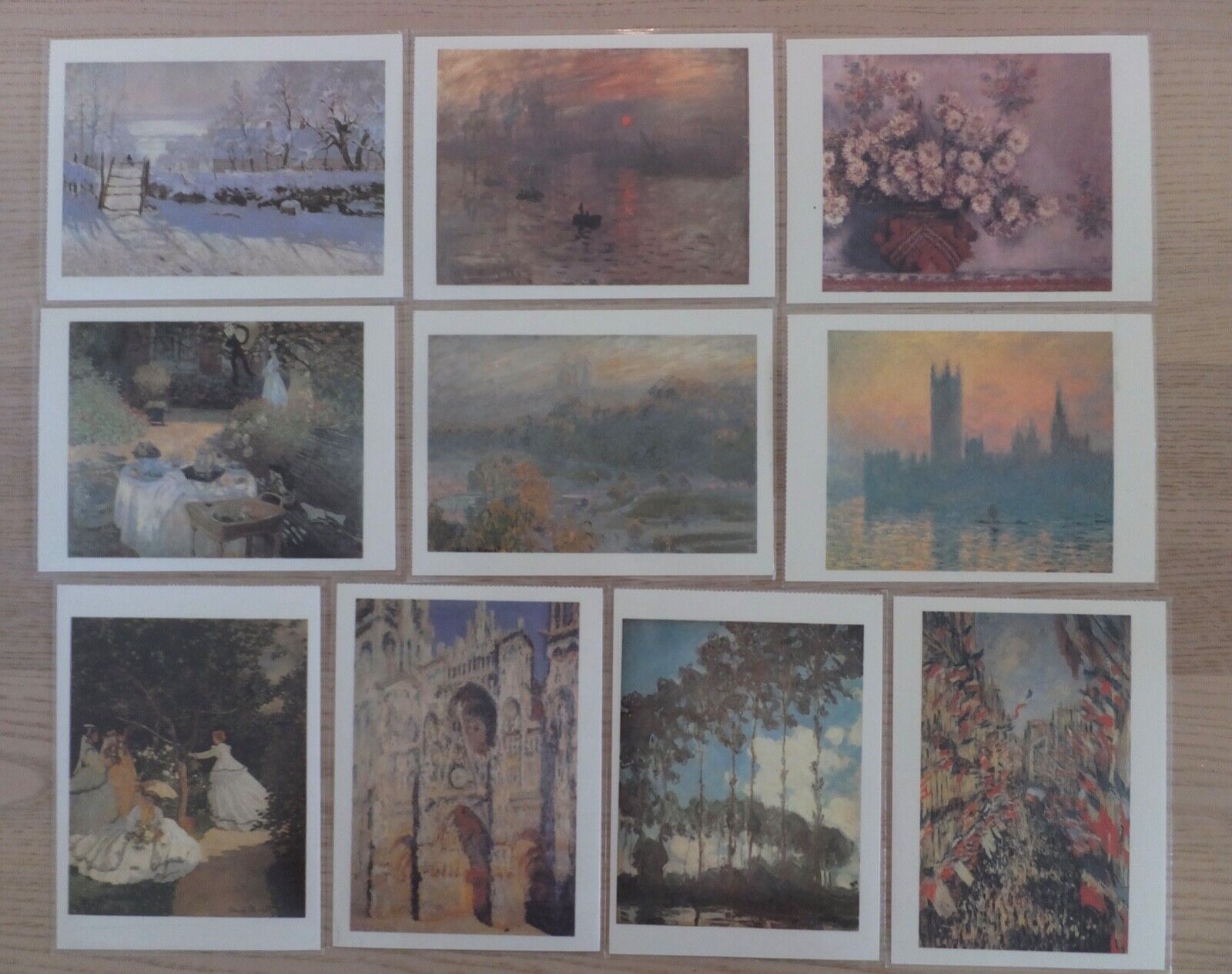 Laminated set of 30 Monet Postcards, Reproductions