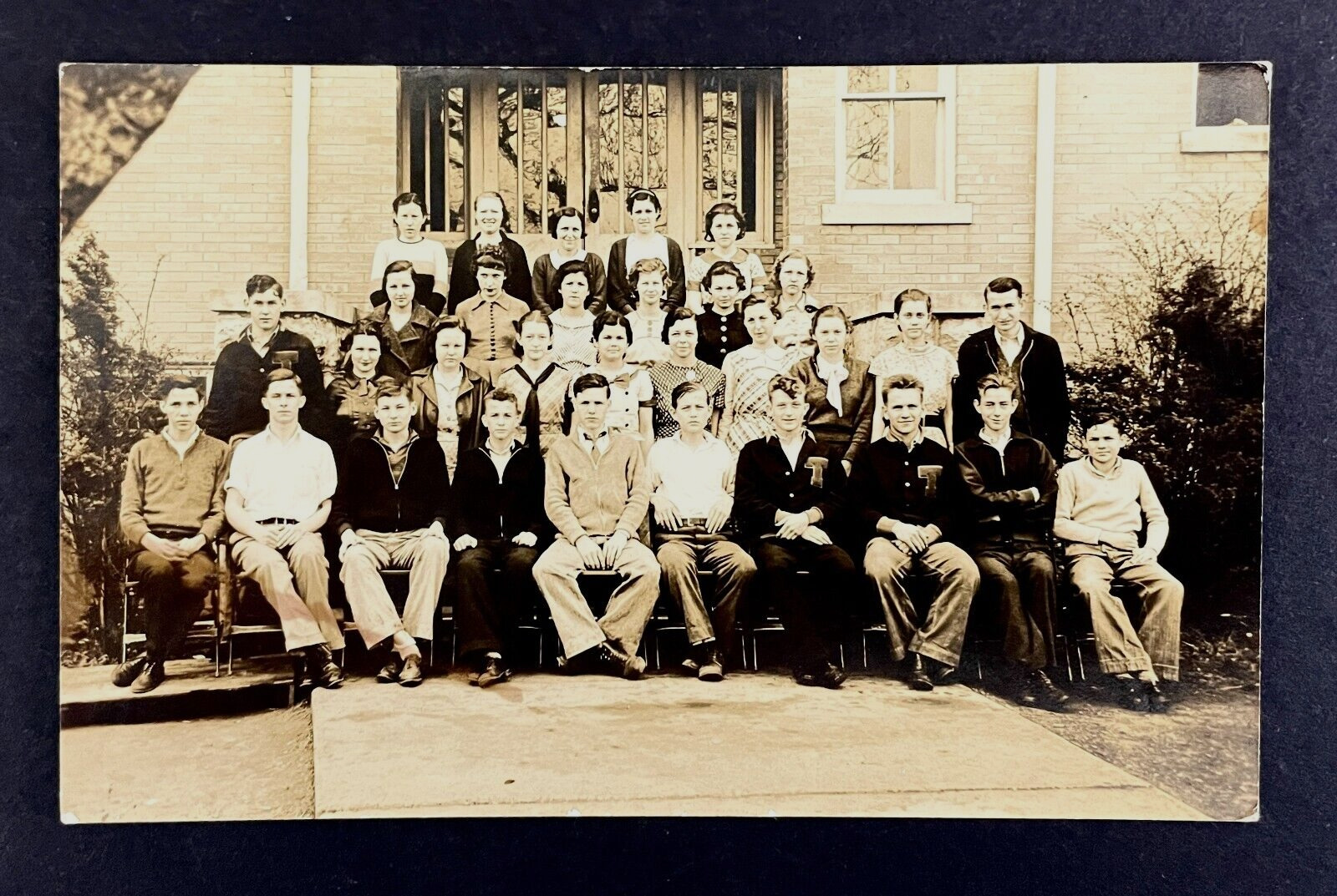 1910s Small Rural Middle School Students Class Portrait Antique RPPC Postcard