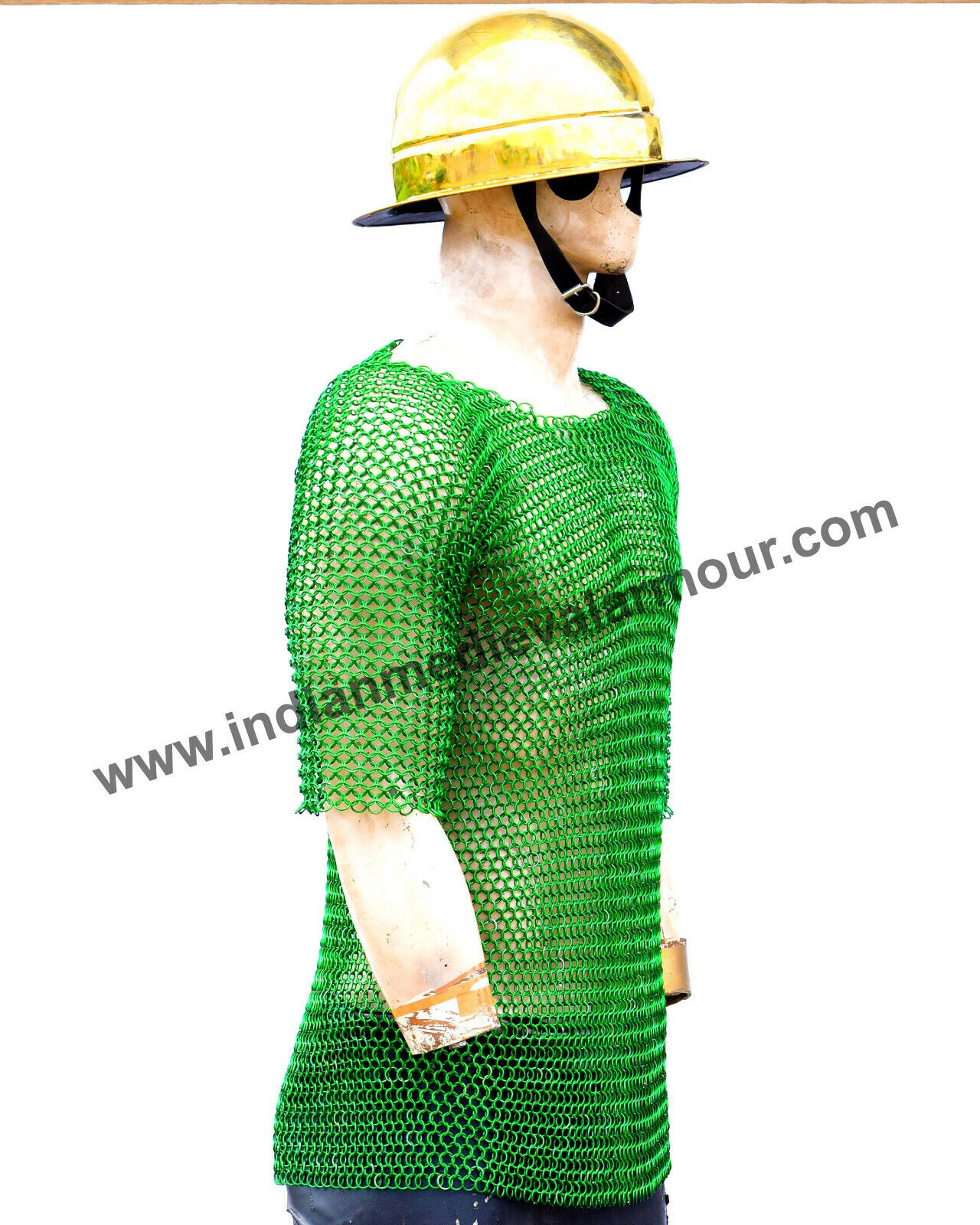 Green Anodized Butted Chainmail Shirt 9 mm Aluminum Ring Halloween Costume