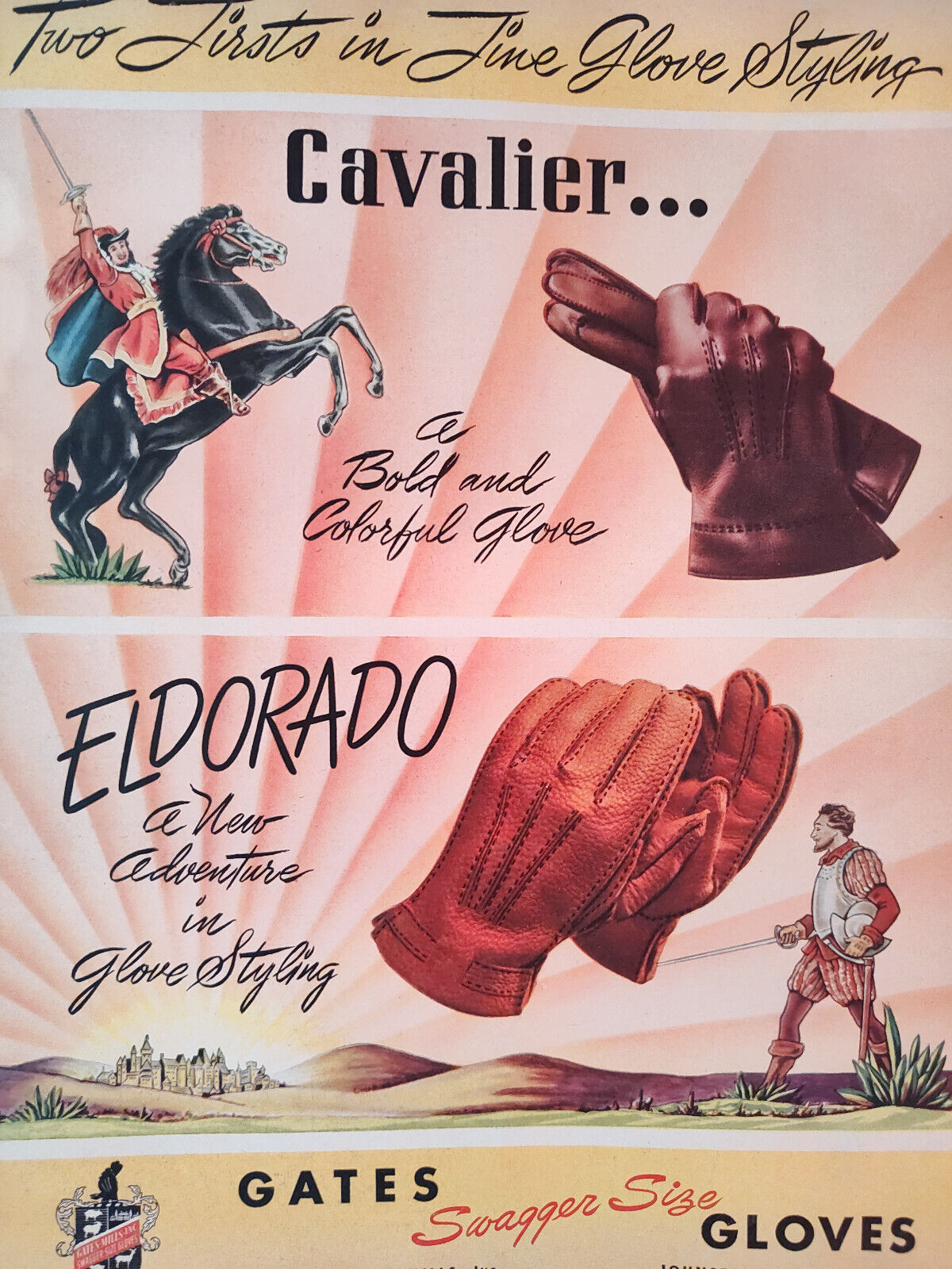 1953 Esquire Original Art Ad Advertisements GATES Mens Gloves ROLFS Wallets