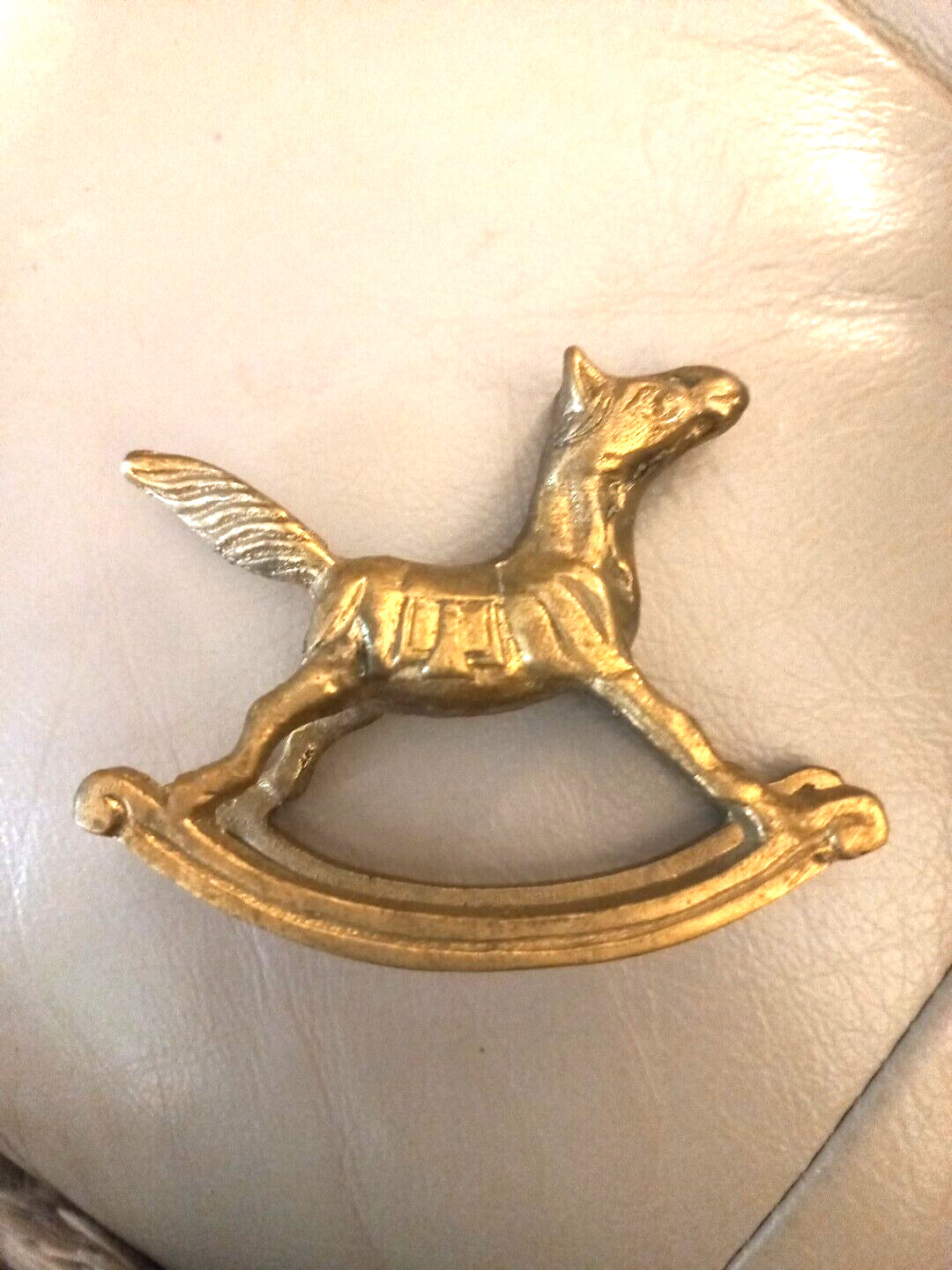 Vintage Mini Brass Rocking Horse Carousel Decor Equestrian Figurine