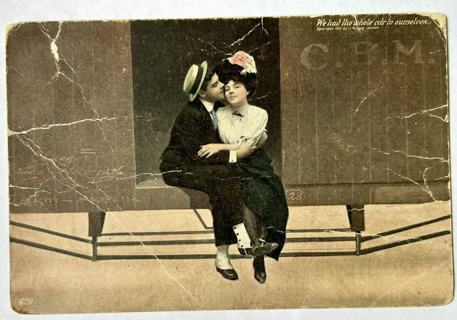 We Had The Whole Car To Ourselves. Love And Romance Postcard. J. Mundy Jordan