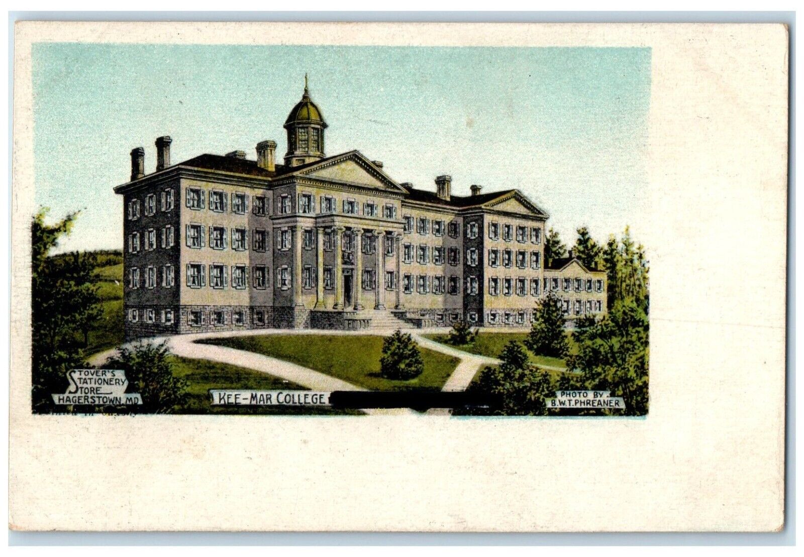 c1905 Kee Mar College Stover\'s Stationery Store Hagerstown Maryland MD Postcard