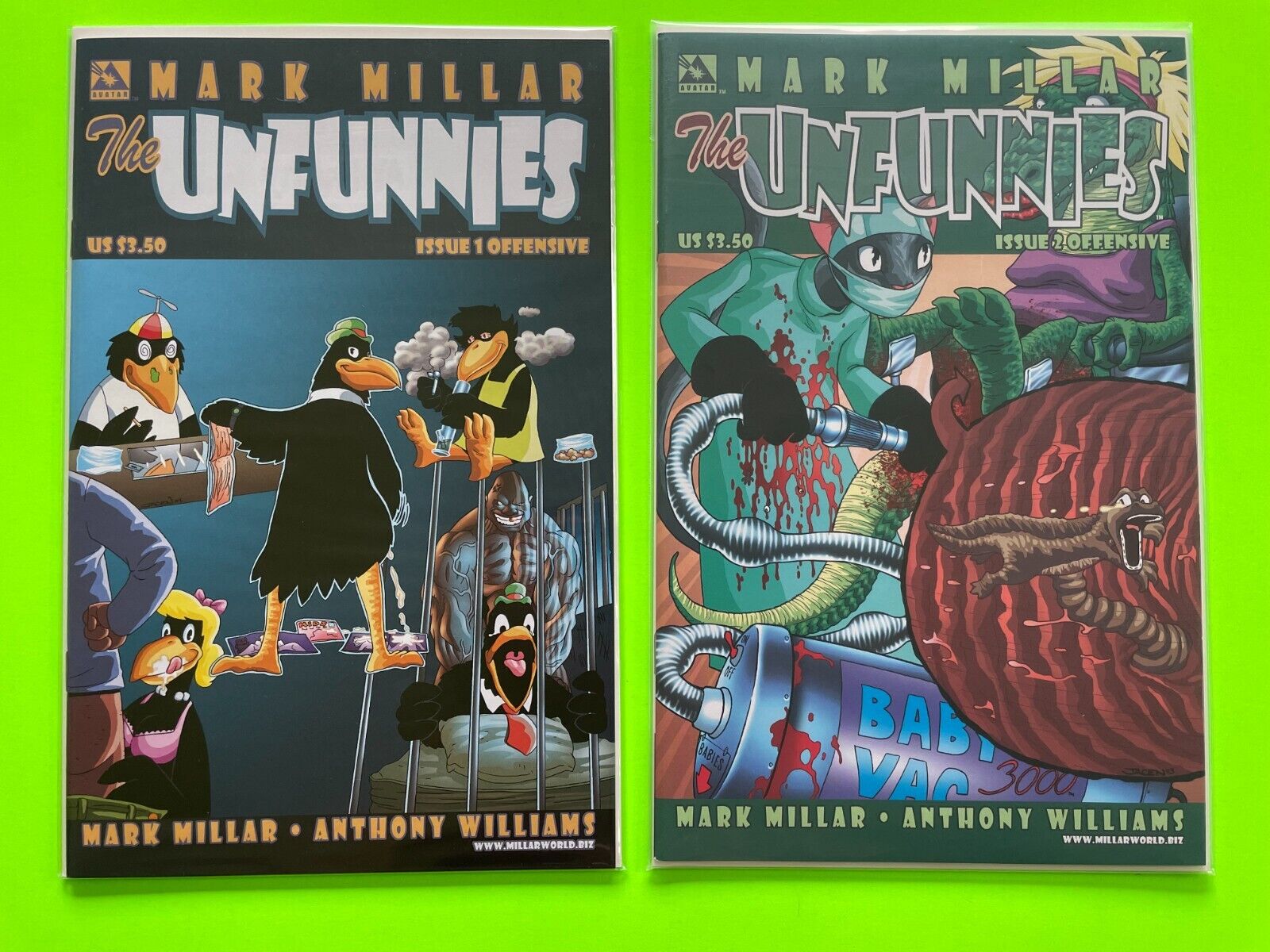 The Unfunnies #1 and 2 (Offensive)(Avatar, 2004) Mark Millar Adults Only, Mature