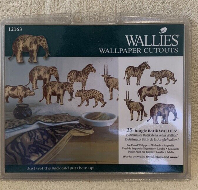 25 Pc Jungle Batik Wallies Pre-Pasted Cutouts For Walls Wood Glass More - NEW