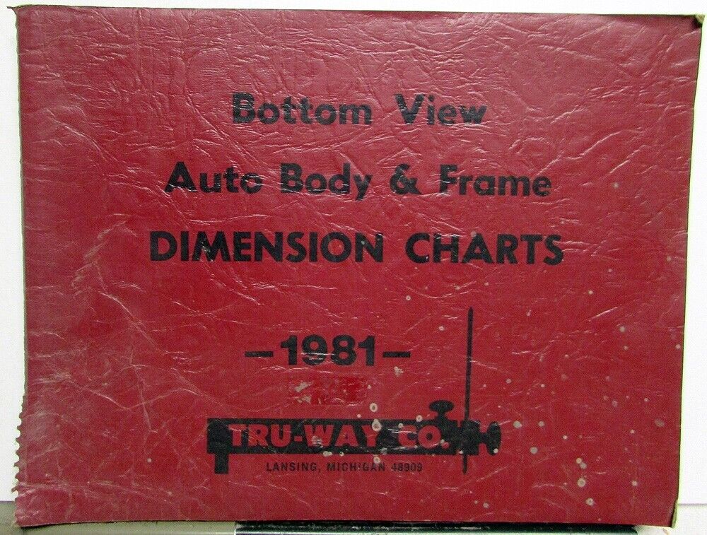 1981 Car Body Frame Dimension Chart Collision Repair GM Chevy Ford Mopar Foreign