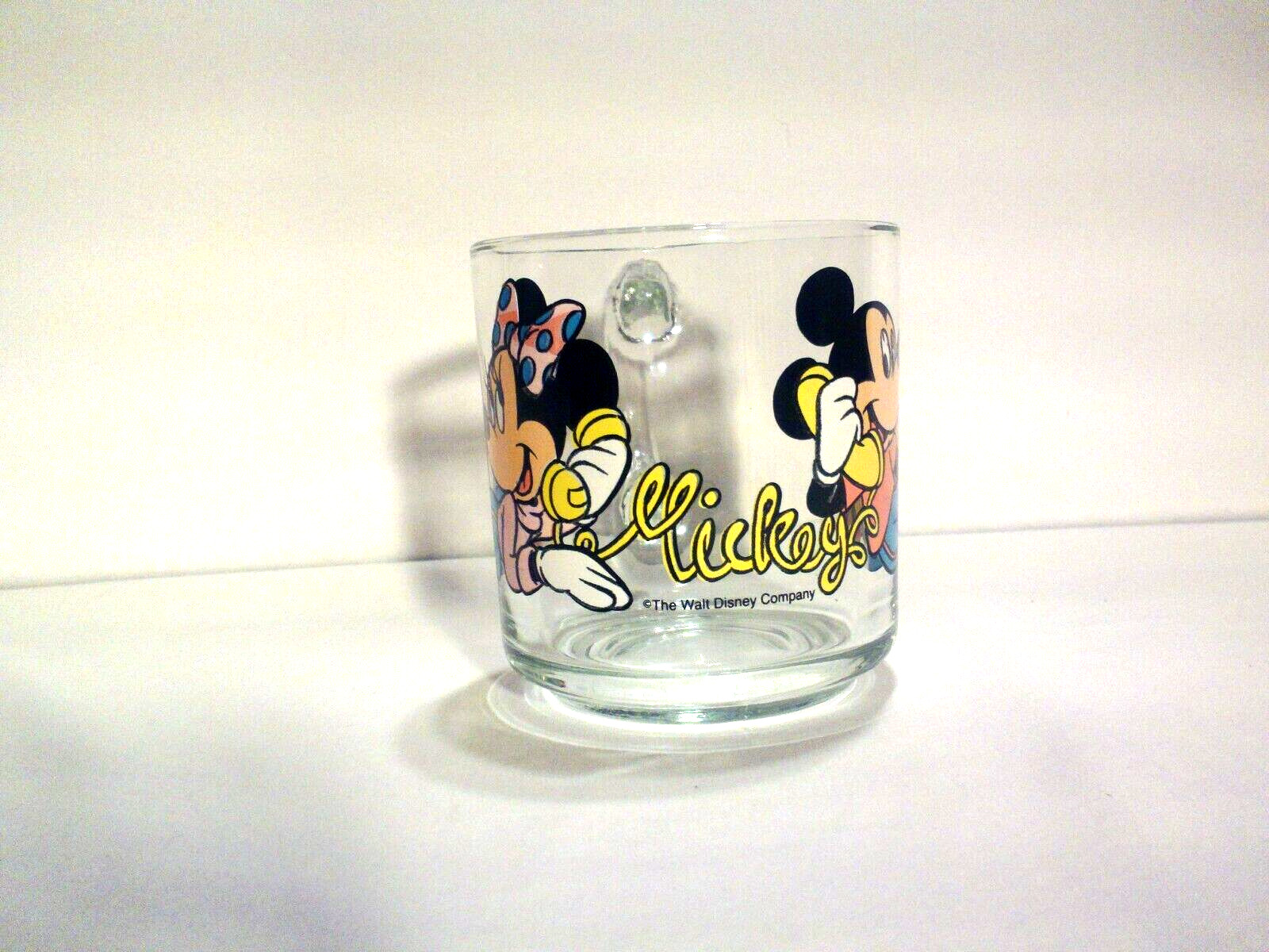 1970s Vintage~ Mickey & Minnie Mouse~ Disney Glass Coffee Mug ~Anchor Hocking