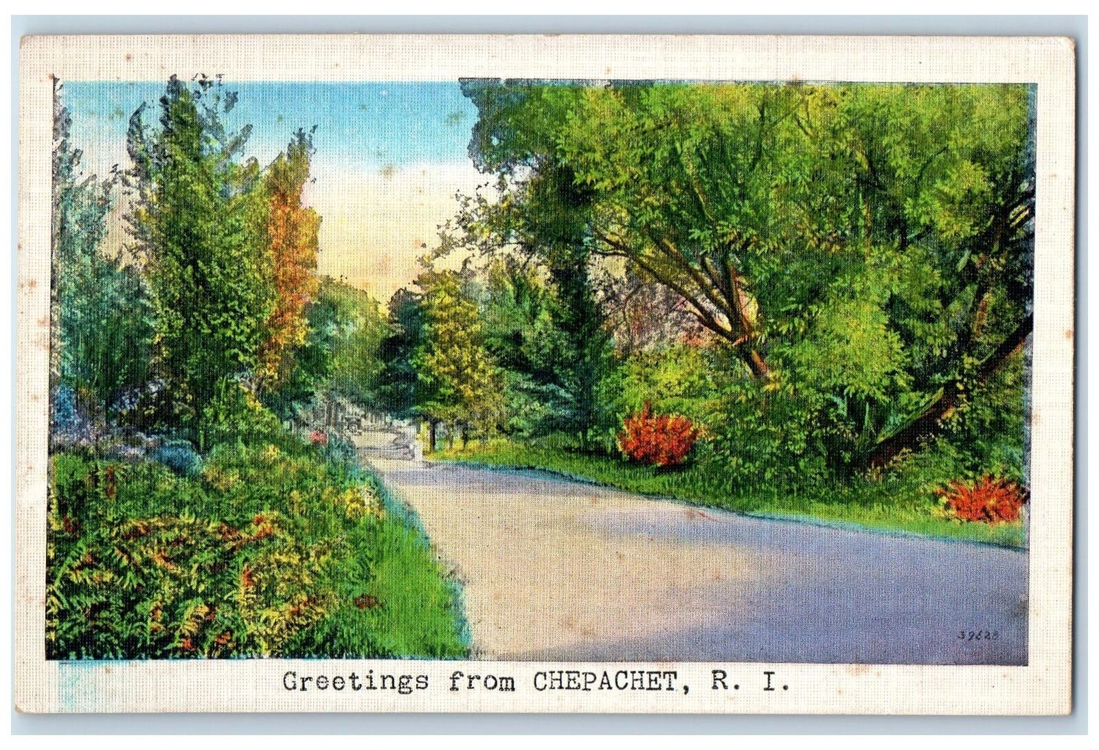 1938 Greetings From Chepachet Street Scene Rhode Island Posted Vintage Postcard