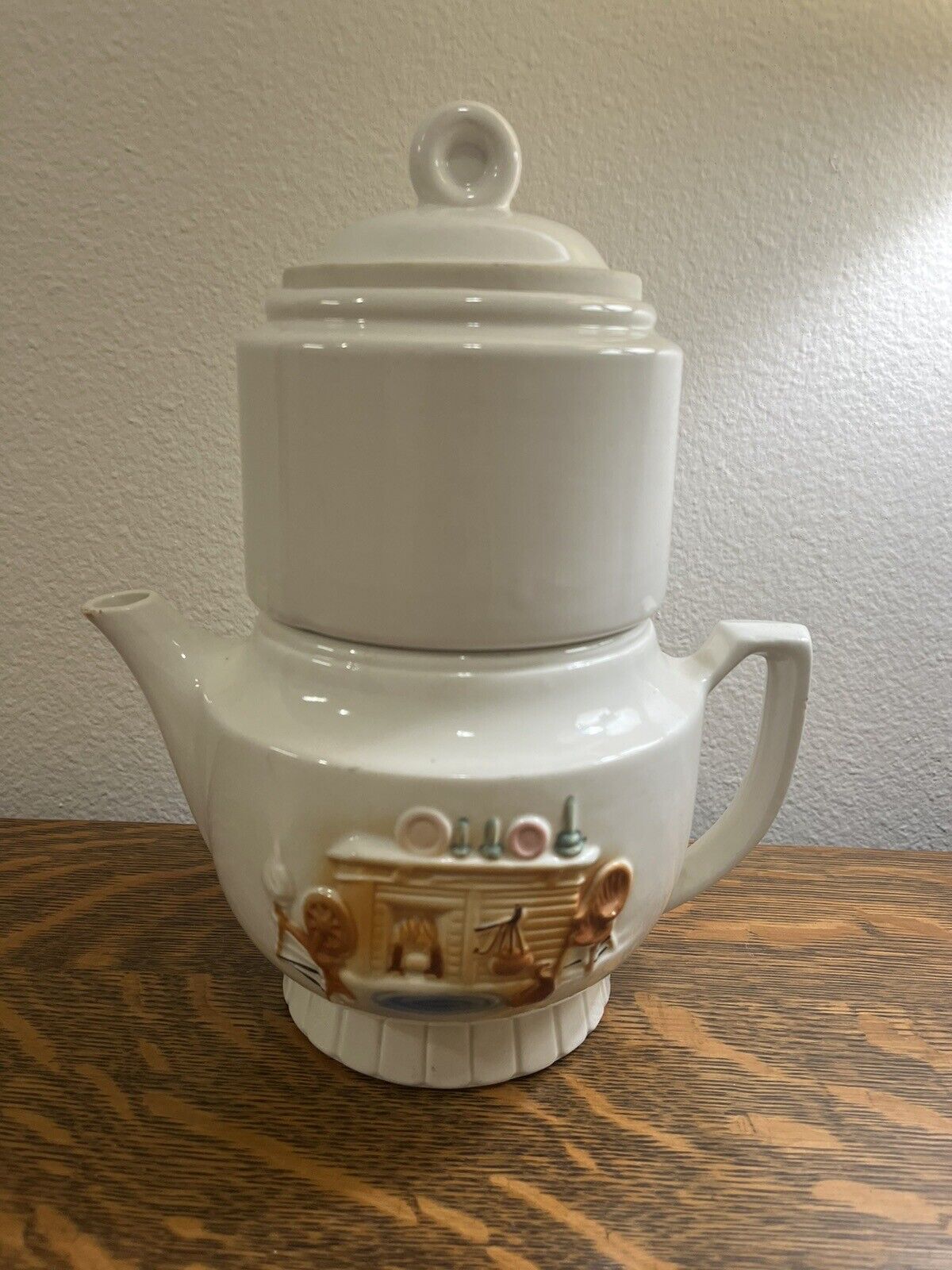 Porcelier Teapot Hearth Drip-O-Lator Vitreous Tea Pot Hearth Fireplace Teapot