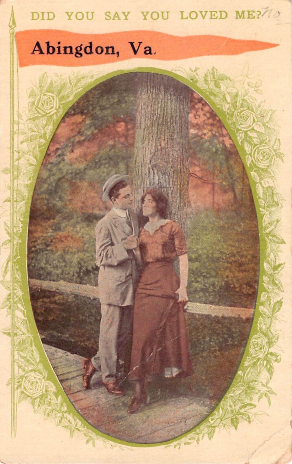 1913 Comic Bamforth Postcard-Lovers in Abingdon, Virginia-Did You Say You Love M