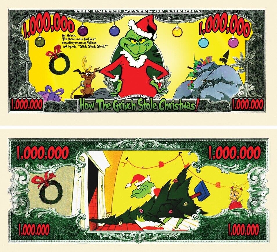 The Grinch Christmas 50 Pack Collectible 1 Million Dollar Bills Funny Money