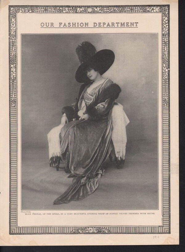 1911 MARTHE CHENAL OPERA THEATER ACTRESS FASHION INSERT PHOTO PRINT 15294