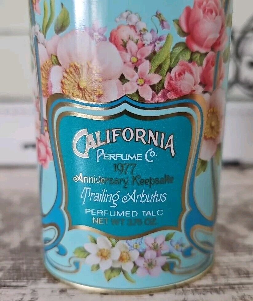 Vintage Avon perfume talc powder in a shaker can,1977 California Perfume Co,