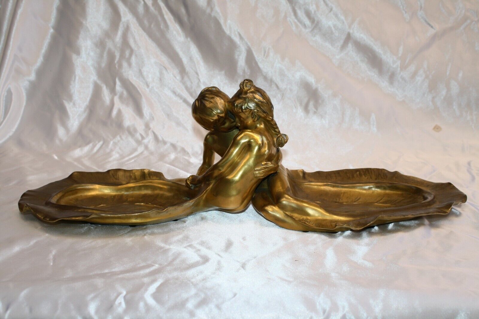 MAGNIFICENT 19C FRENCH GOLD PLATED BRONZE CENTER PIECE BY MAX BLONDAT LISTED ART
